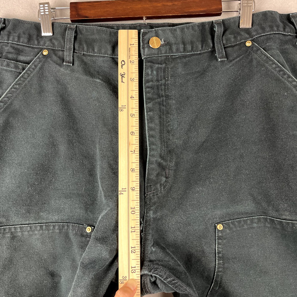 VTG Carhartt Double Knee Pants Mens 36x30 Black Duck Canvas Workwear Faded Black - Picture 8 of 16